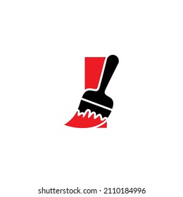 Letter I With Paint Brush Logo Vector 002