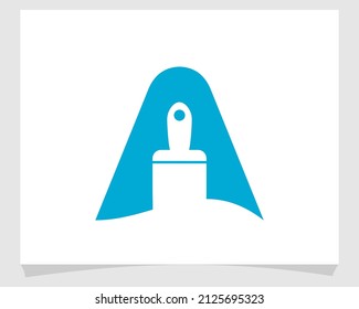 letter A with paint negative space logo vector icon illustration
