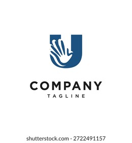Letra palma u mano logo icono Vector