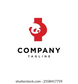 Letter I Panda Logo Icon Vector