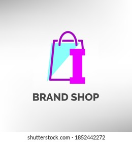 plantilla de logotipo de bolso de papel de carta I para tienda online, comercio y comercio electrónico, identidad de tienda o cualquier otra empresa