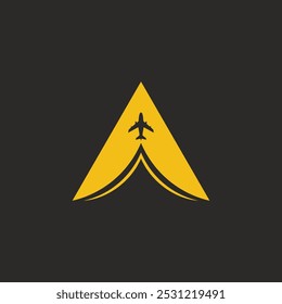 Letter A With Paper cut Air Plane Symbol For Tour And Travel Company