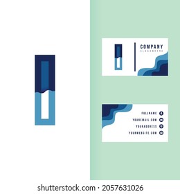 Letter I Paper Cut Style with Business Card. Font I Uppercase Logo for Creative Business 