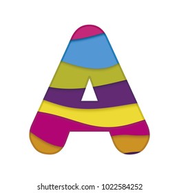 Letter A in paper cut style. Vector illustration