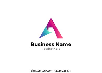 Letter A paper fold  creative logo design and gradient colors