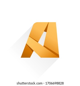 Letter A paper folding origami style logo design. Vector icon perfect for kids labels, modern posters, cute identity, etc.