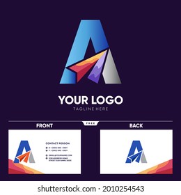 Letter A Paper Plane Logo Design Vector Icon Graphic Emblem Illustration 