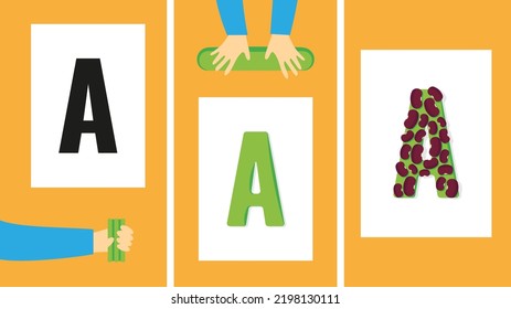 Buchstaben a aus Papier und Kunststoff