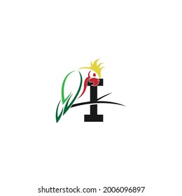 Letter I with parrot bird icon logo design vector illustration