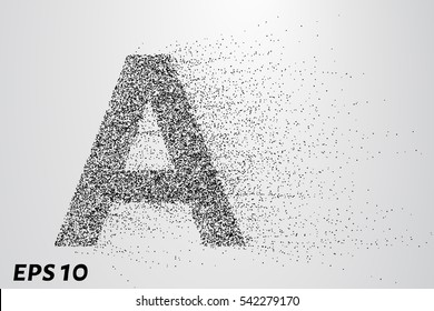 Letter A from the particles. The letter Aconsists of circles and points. Vector illustration.