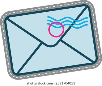 Letter patch. Color textile print of paper envelope