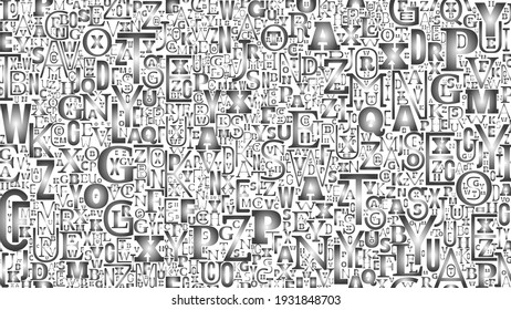 Letter pattern background. Seamless texture code of different letters