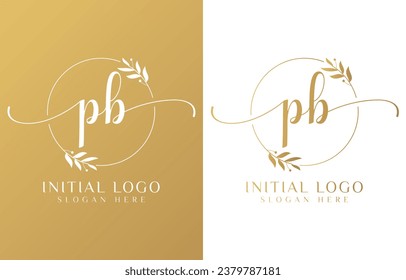 Letter PB Beauty Logo with Flourish Ornament