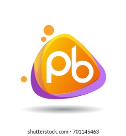 Letter PB logo in triangle splash and colorful background, letter combination logo design for creative industry, web, business and company.