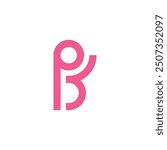 letter pb pink fun happy doodle geometric logo vector 