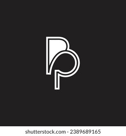 letter pb simple geometric curves lines logo vector 