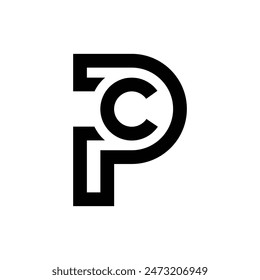 Letter Pc or Cp initial creative minimal logo