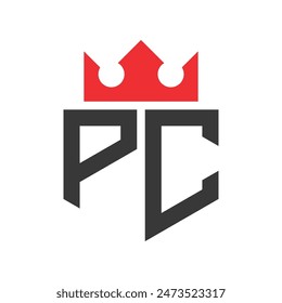 Letter PC Crown Logo. Crown on Letter PC Logo Design Template