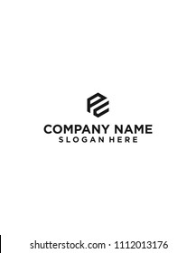 letter pc hexagon logo design vector illustration template