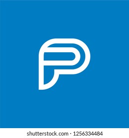 Letter PC line logo design vector