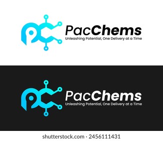 Letter PC monogram pharmaceutical company chemical logo design.