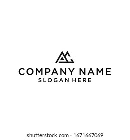 letter pc mountain logo design vector illustration template