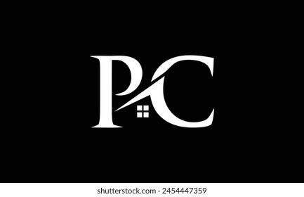 Letra PC Inmobiliaria Construcción Logotipo del hogar Monograma Diseños Plantilla de Vector.