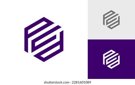 Letra PCD hexagonal icono de diseño de logotipo