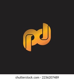 letter pd 3d gradient flat geometric logo vector 