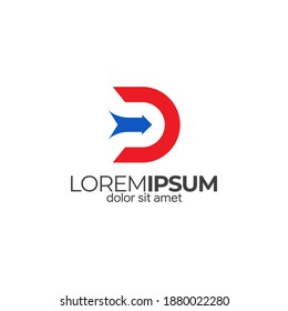 Logo del concepto. Elementos de diseño de vectores de línea de arte. La letra D es una simple secesión
