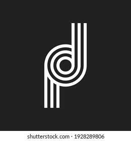 Letter PD DP POD DOP logo with black and white background. Vector illustration.