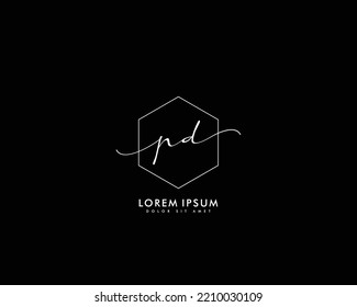 Letter PD Initial Handschrift Logo mit Unterschrift und handgezeichnet Stil.