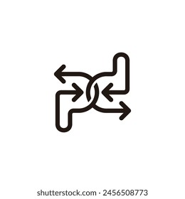 letter pd linked arrows directions logo vector 