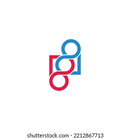 letter pd linked helix line infinity logo vector 