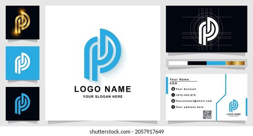 Plantilla de logotipo de monograma de carta PD o RD con diseño de tarjeta de visita