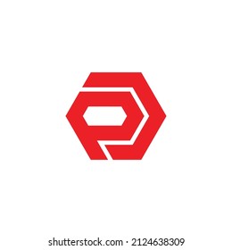 letter pd simple hexagonal geometric logo vector
