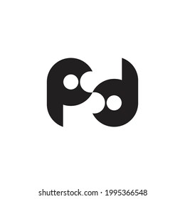 letter pd simple linked geometric unique logo vector