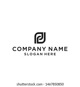 letter pd with square logo design vector illustration template