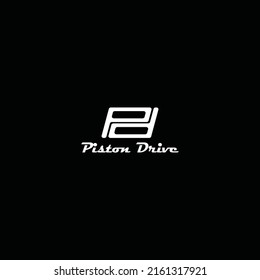 letra inicial abstracta P y D en color blanco aislado en color negro aplicado para el diseño del logotipo del automóvil también adecuado para las marcas o empresas que tengan el nombre inicial PD o DP