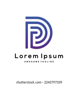 letter P,D,R initial creative colorful logo design icon.