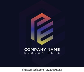 letter PE creative logo design icon.