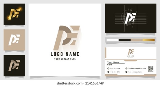 Letter PE or DE monogram logo with business card design