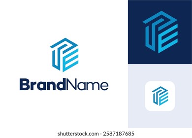 Letter PE integrated with hexagon logo icon design vector design template illustration logo design, initial letter PE logo.