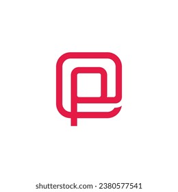 letter pe linked geometric logo vector 
