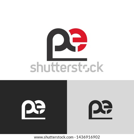 Letter pe linked lowercase logo design template elements. Red letter Isolated on black white grey background. Suitable for business, consulting group company.