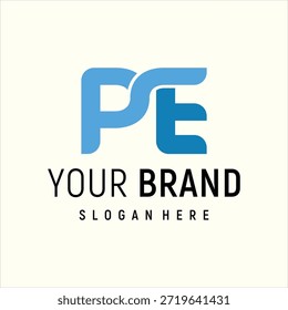 letter PE logo design element vector template