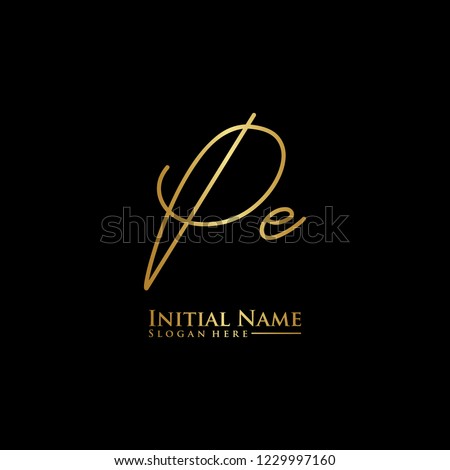 Letter Pe Logo. Initial Letter Design Vector Luxury Colors
