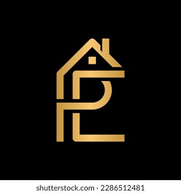 Letter pe monogram home real estate creative logo
