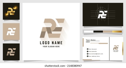 Letter RE or PE monogram logo with business card design