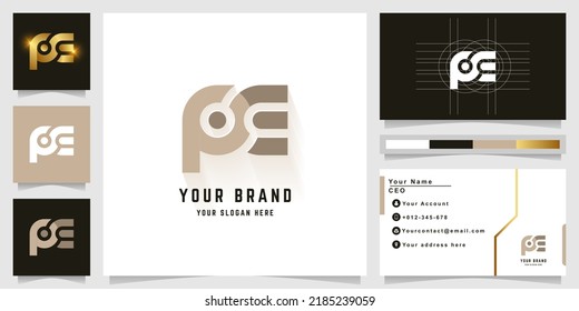 Letter PE or POE monogram logo with business card design